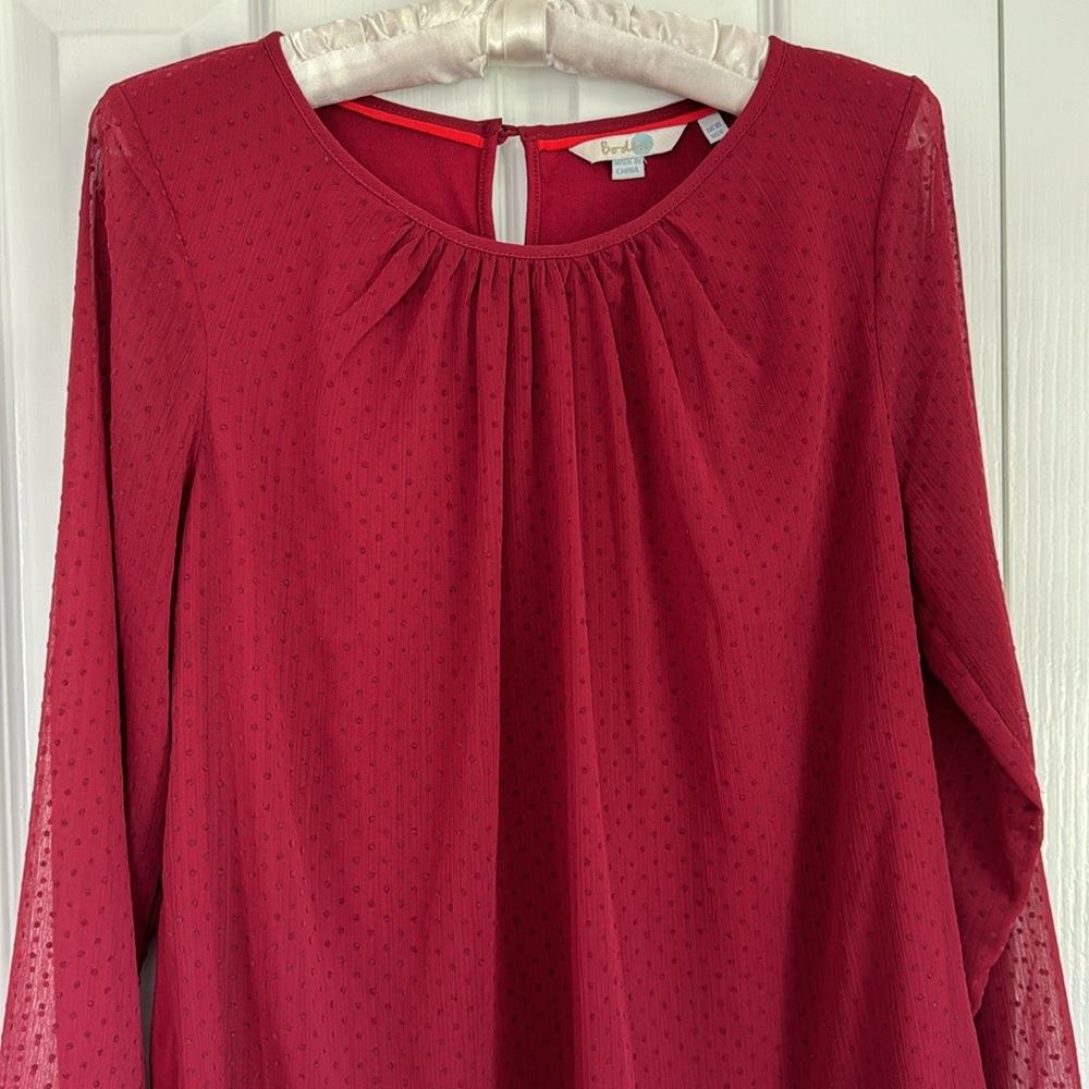 Boden Eve Flocked Long Sleeved Top Size 6 - Picture 11 of 12